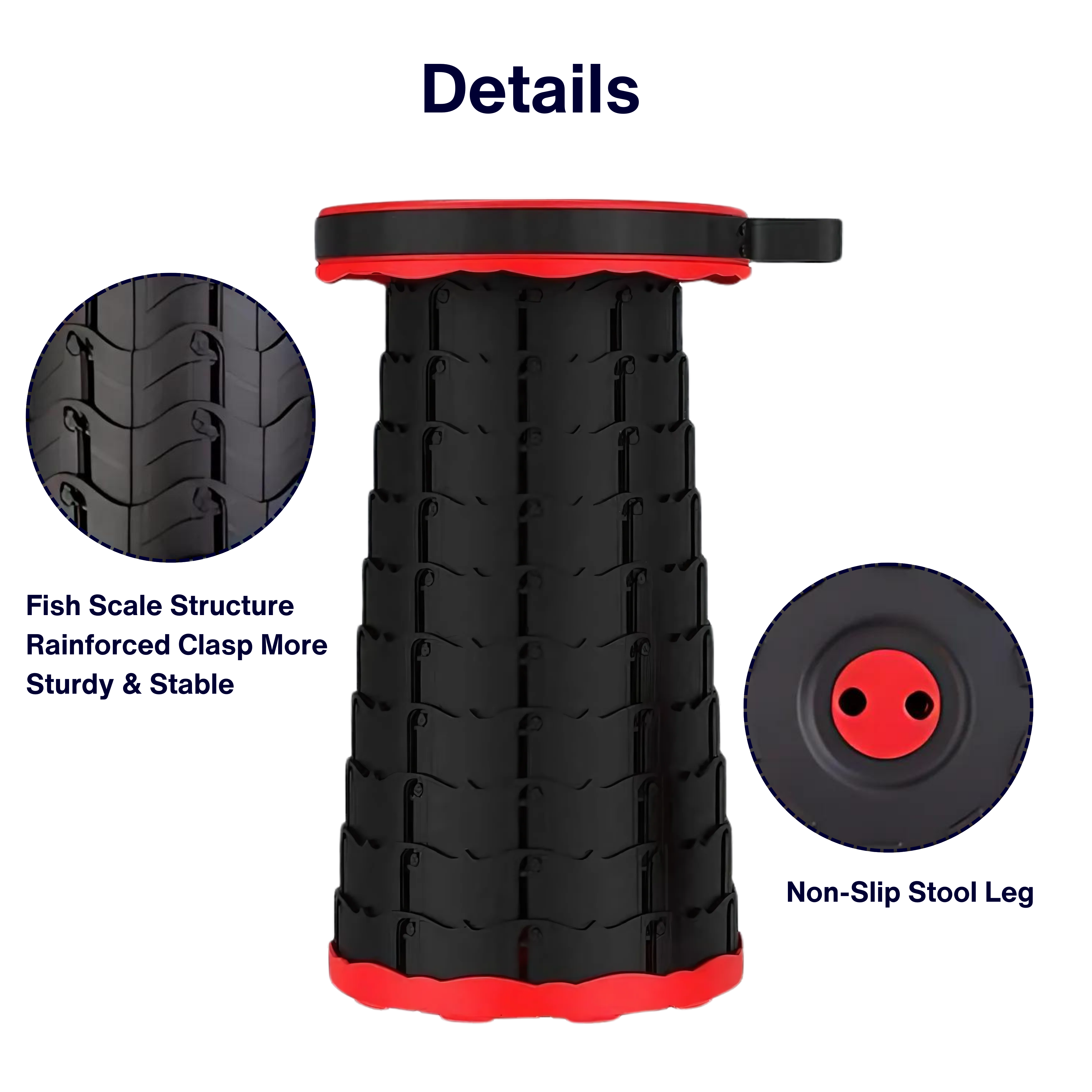 QuickSit Collapsible Telescoping Stool – Ideal for Camping, Events, and Everyday Travel