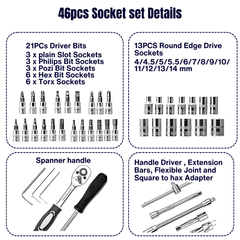 SteelMaster 46 Elite: Ultimate Stainless Steel Tool Kit with Precision Screwdrivers and Socket Set for Professional Workshops