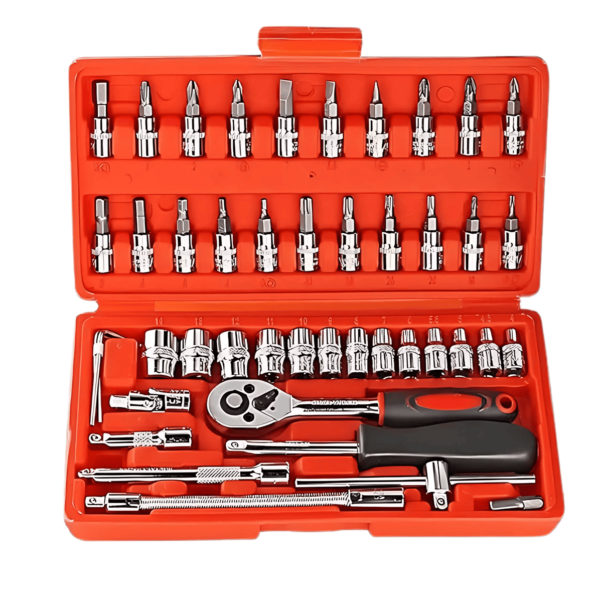 SteelMaster 46 Elite: Ultimate Stainless Steel Tool Kit with Precision Screwdrivers and Socket Set for Professional Workshops