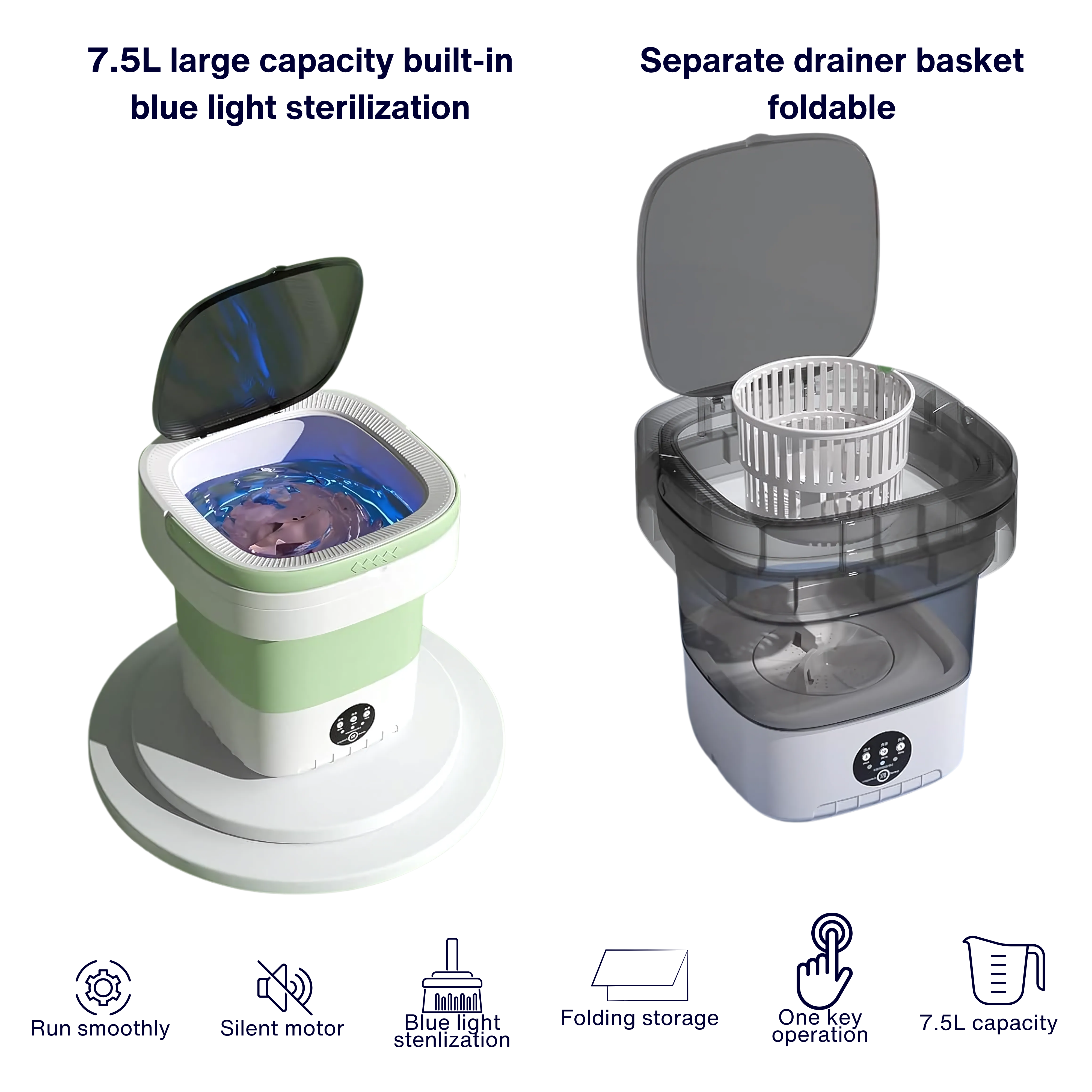 TravelWash Mini Foldable Washer & Spin Dryer – Portable Laundry Solution for Small Homes, Apartments, Travel, and Eco-Conscious Living