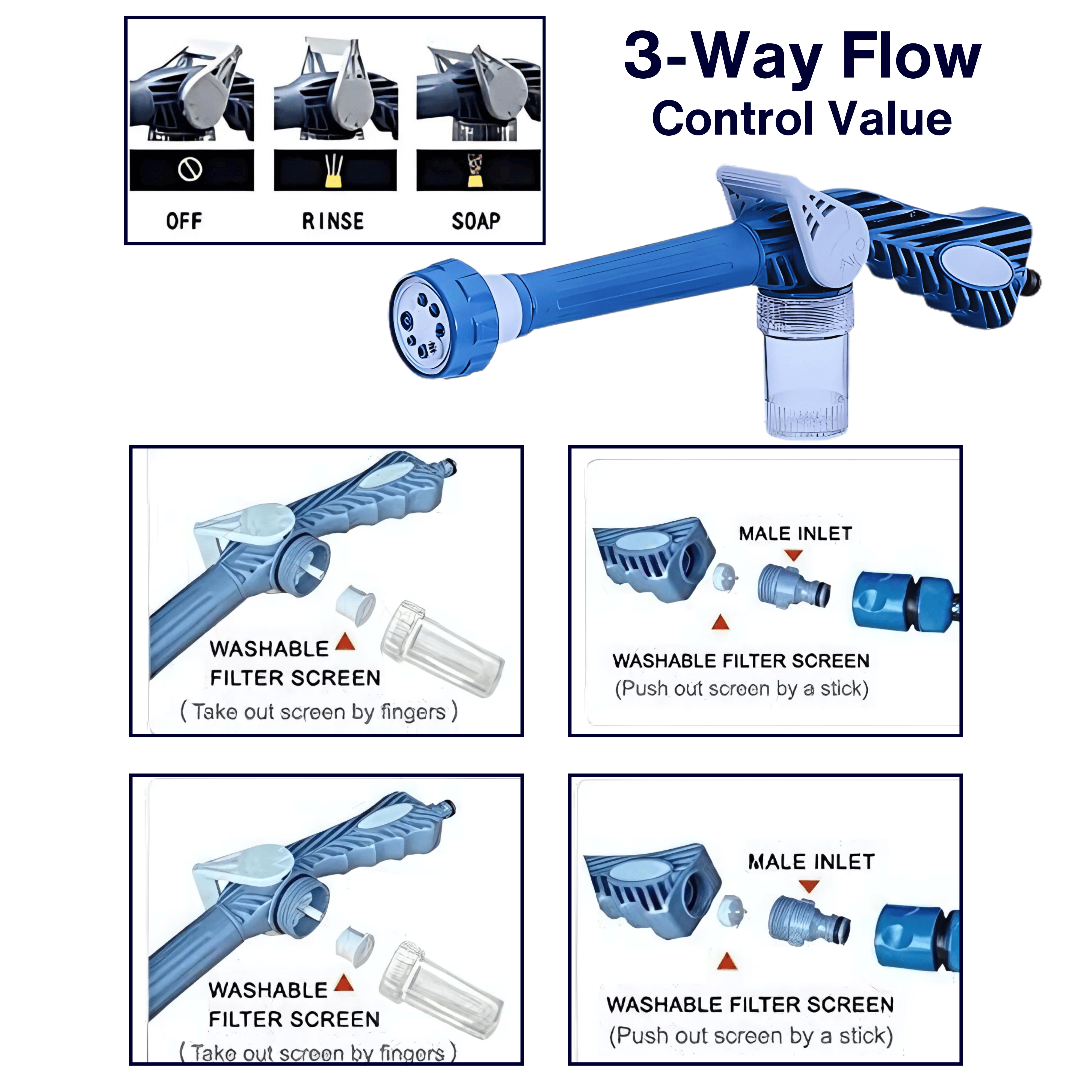 SmartJet 8-in-1 Turbo Water Power Gun with Adjustable Nozzle for All-Purpose Cleaning