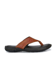 BUCIK Men's Tan Synthetic Leather Slip-On Casual Slipper/Flip Flop