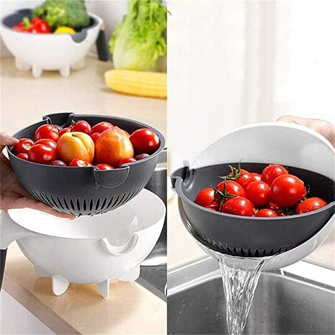Vegetable Cutter-9 in 1 Multifunction Plastic Magic Rotate Vegetable Cutter with Drain Basket Large Capacity Vegetables Chopper Veggie