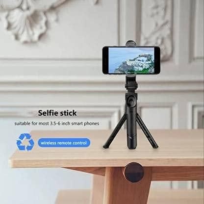 XT-02 Mobile Stand with Selfie Stick and Tripod XT-02 Aluminium Bluetooth Remote Control Selfie Stick (Black)
